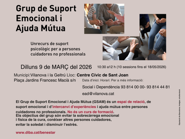 grup de suport emocional i ajuda mutua per a persones cuidadores no professionals