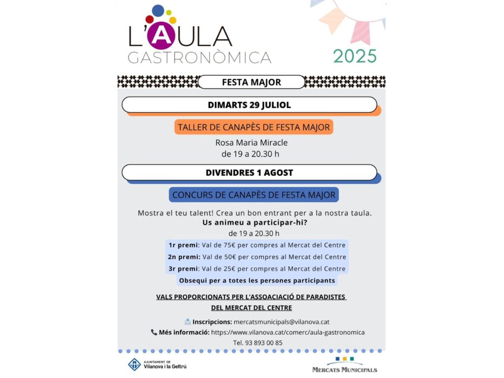 Programació de l'Aula Gastronòmica Festa Major 2025